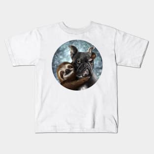 A Frenchie with his Sloth! Kids T-Shirt